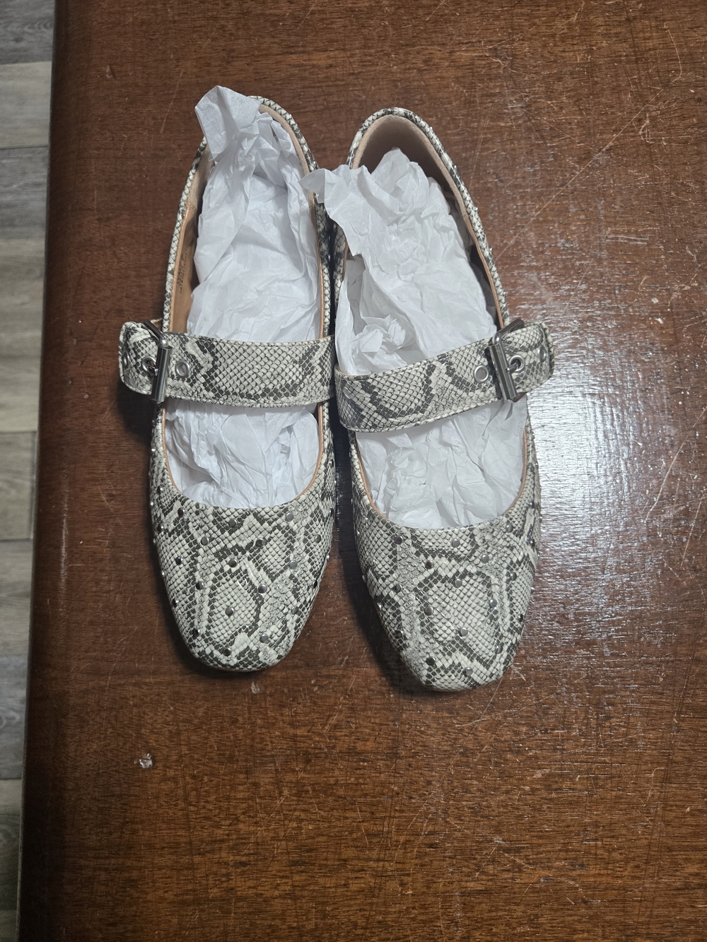 Dolce Vita Snake-Print Mary Jane Flats - Black & Cream